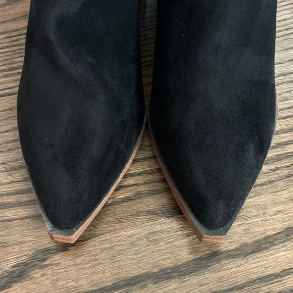 Black Suede Block Heel Ankle Boots - Picture 2 of 8